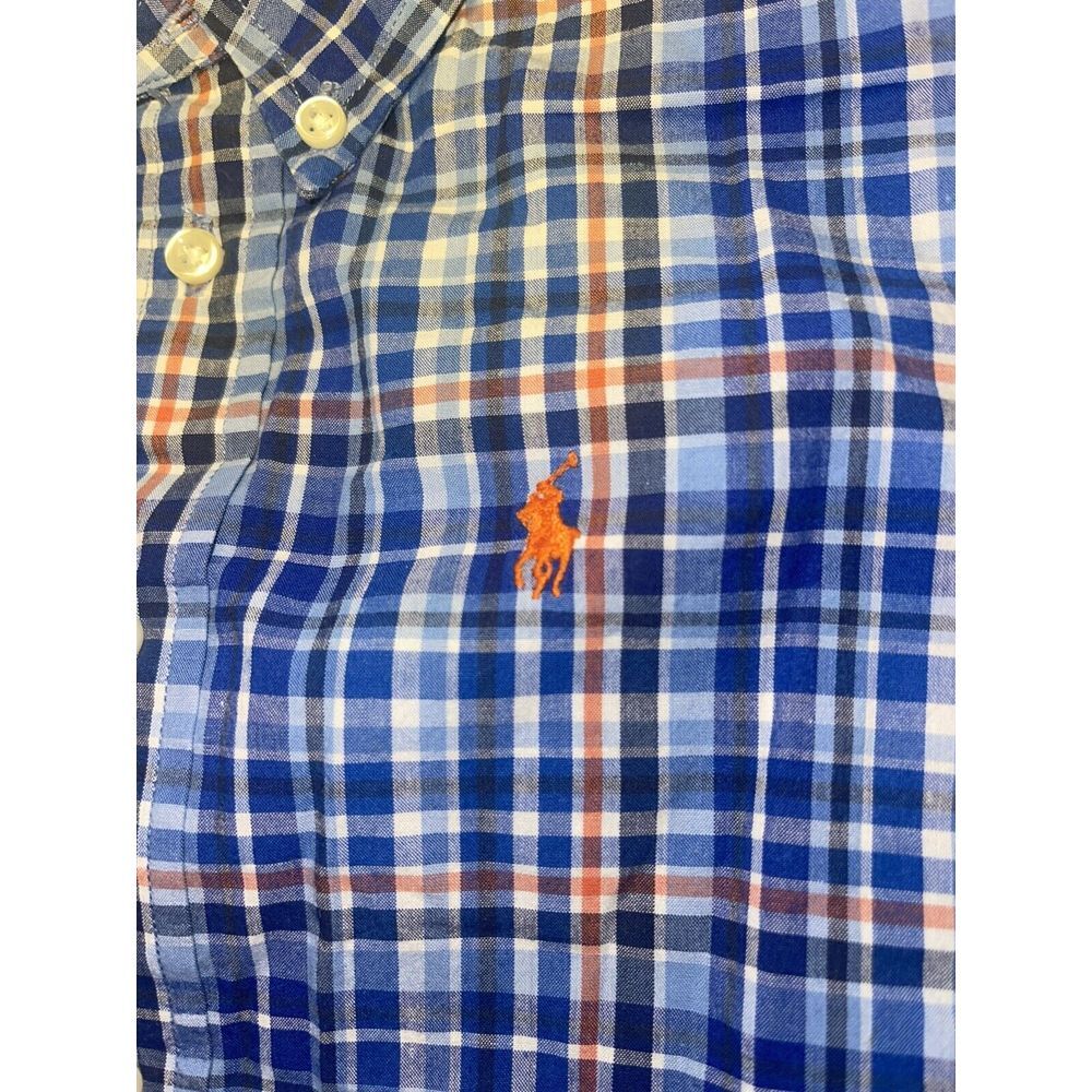 Ralph Lauren Boys Button Down Plaid Blue Orange White Shirt‎ Sz 4/4T - Picture 4 of 7